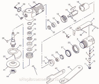 Page A Diagram and Parts List for CP7500 8941075000 Chicago Pneumatic Angle Grinder